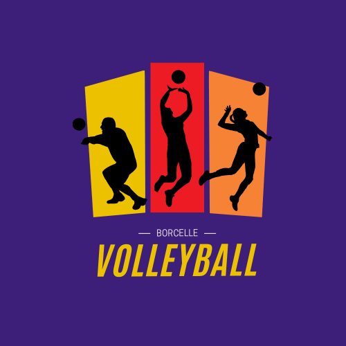 Purple and Yellow Illustrative Volleyball Logo